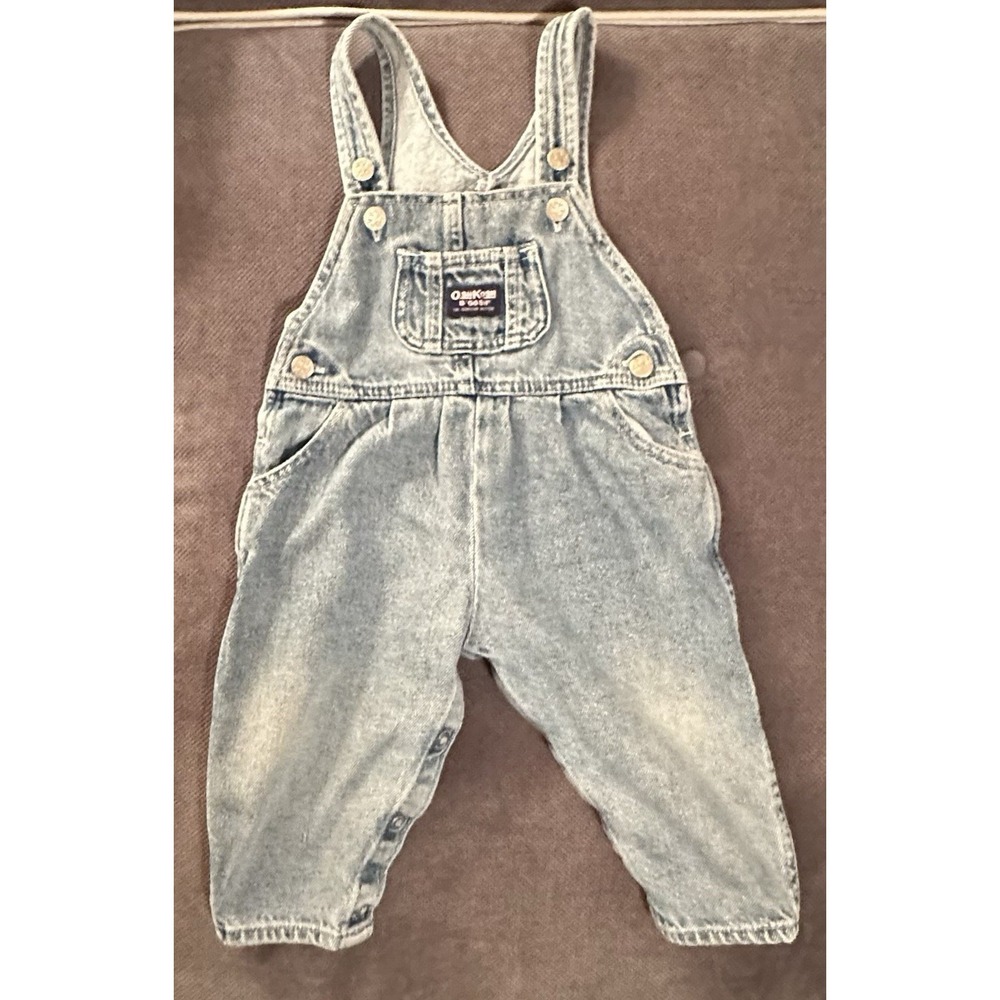 Vintage Oshkosh B'Gosh Vestbak‎ Denim Pant Overalls 18 Months Snaps Buttons
